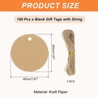 100 Pcs Blank Gift Tags With String  2x2  Round Kraft Tags  Brown
