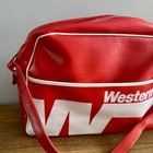 Western Airlines Vintage Travel Bag Red Vinyl Memorabilia Retro 1980   s Airplane