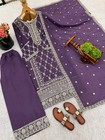 New Designer Chinnon Silk Kurta Palazzo With Dupatta For Reception