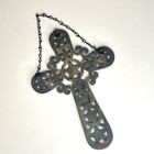 Cross Cast Iron Wall Hanging Vintage Style Weathered Rustic W  Stars 11 1 2   