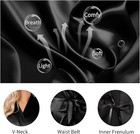 Women s Lace-trim Silk Robes Bride Bridesmaid Kimono Satin Bathrobe V Neck Sl   