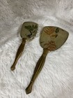 Vintage Victorian Style Hand Held Vanity Mirror And Hair Brush Set Floral