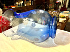 Large Blue Decorative Glass Vase 10  Tall X7 wide