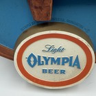 Vintage Light Olympia Beer 3d Men Playing Shuffleboard Plastic Wall Sign 13 x14 