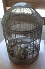 Vintage 18  Bird Cage Hanging Rare Lifting Dome Type With Door Gold Tone 50 s
