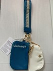 Nwt Lululemon Turquoise And White With Gold Trim Dual Wristlet