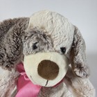 Dan Dee Collector   s Choice 10    2 Tone Brown Super Soft Dog Wearing Pink Bow Vtg