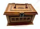 Vintage Mcm Max Klein Ornate Faux Wood Plastic Sewing Storage Chest Box 12 x8 x7