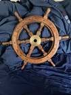1970   s Wood   Brass Ship   s Wheel 19 Inches