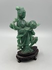 Antique Chinese Carved Green Aventurine Stone Magu Immortal Figurine Statue