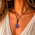 Amethyst Necklace Hexagram Pendant Purple Gemstone Protection Crystal Cord Lucky