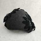 Vintage Mr  John Hat Fascinator Fitted Womens Black Velvet Flower Feather 60s