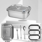  304 Stainless Steel Bento Box Leakproof 3-compartment Tray  1800ml Lunch Box 