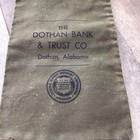 Vintage Dothan Bank   Trust Green Canvas Money Bag Zipper Bank Bag   Issues