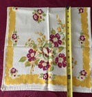 Vintage Printed Kitchen Cotton 14x28 In  Dish Towel   Yellow  White  Dark Red