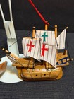 Vintage Wooden Ship Ornament Collection Lot Of 2 Handmade Beautiful