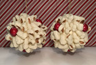 Set Of 2 Vintage Blow Mold Popcorn Foam Cranberry 3 5    Foam Ball Ornaments Read