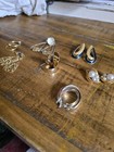 Lot Of 10 Vintage Hoop Earrings Necklace Bracelets Silver Gold Plated Gold Tone