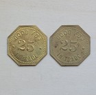 2 West Union Minnesota Emmels Liquor Store Good For 25c Trade Tokens Circa 1910