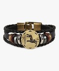 Men Women Wooden Beads Constellation Zodiac Multilayer Leather Vintage  Bracelet