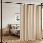 Beige Blackout Room Divider Curtains With Ceiling Track  W100 X H84