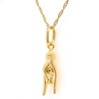 14k Yellow Gold Plated Sterling Silver Good Luck Hand Charm Pendant