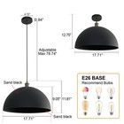 Vintage Black Pendant Light 17 72   Retro Farmhouse Large Dome Pendant Lamp M   
