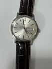 Omega Automatic Day date Silver Dial 34mm Vintage 1960s Black Leather Watch