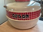 Vintage Royal Mfg Co Large Round Thermos Red White Pink