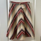 Vintage 70 s Chic A-line Chevron Wool Skirt In Burnt Orange  Brown   Cream Sz 6