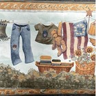 Vintage Country Clothesline Sunflower Farm Laundry Room Wallpaper Border 5 Rolls