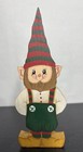 Vtg Hand Painted Wooden Christmas Elf Gnome Figurine Folk Art Cottagecore Red