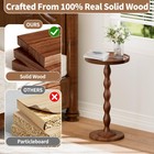 Small Round Side End Table - Solid Wood Accent Coffee Table For Living Room     