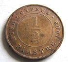 Cyprus Km11 Half Piastre 1908  Rare Only-year-of-type 