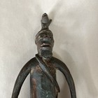 Vintage African Statue Man Brass Bronze Statue Figurine With Headdress Estate