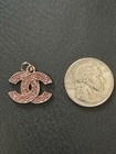     chanel Zipper Pull  Charm Pink Rhinestones With Gold 22mm 