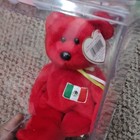 Ty Beanie Buddy Red Bear Plush W  Mexico Flag Patch Heart Tag Vintage 1999