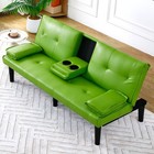 Futon Sofa Bed Faux Leather Couch Convertible Recliner Cup Holders Living Room