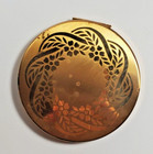 Vintage Compact American Beauty Gold Tone Round Powder Compact