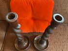 Antique vintage Pair Of Oak Barley Twist Candlesticks Candle Holders
