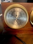 Vintage 1960s Taylor Mcm Barometer Thermometer Desk Weather Station - Hardwood