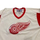 Ccm Detroit Red Wings Nhl Hockey Jersey White Red Vintage Made In Canada Large