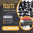 Rexka 15 Sets Silverado Bumper Clips Front Air Dam Deflector One Size  Black 