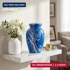 Aluminum Cremation Urn For Human Ashes - Royal Blue Marble Finish Memorial Urn W