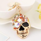 Rhinestone Punk Skull Keychain  Horror  Gold  Key Ring Chain  Metal  Goth Gothic