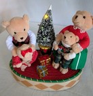 Vintage Avon Bear Family Animated Musical Lighted Figurine A Beary Merry Holiday