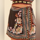 Nwot Shein Black Floral Bohemian Boho Vacay Tie Skort Skirt Short Xl 12  a2 