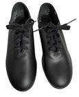 Danshuz Black Leather Lace Up Split Sole Jazz Dance Shoes Made In Usa Youth 2