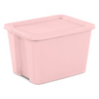 Sterilite 18 Gal  Tote  Plastic Storage Bin With Snap-on Lid  Pink