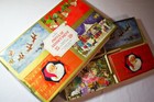 Unused Vintage Box 25 Christmas Greeting Cards Atomic Mod Lot Mcm Santa Kittens